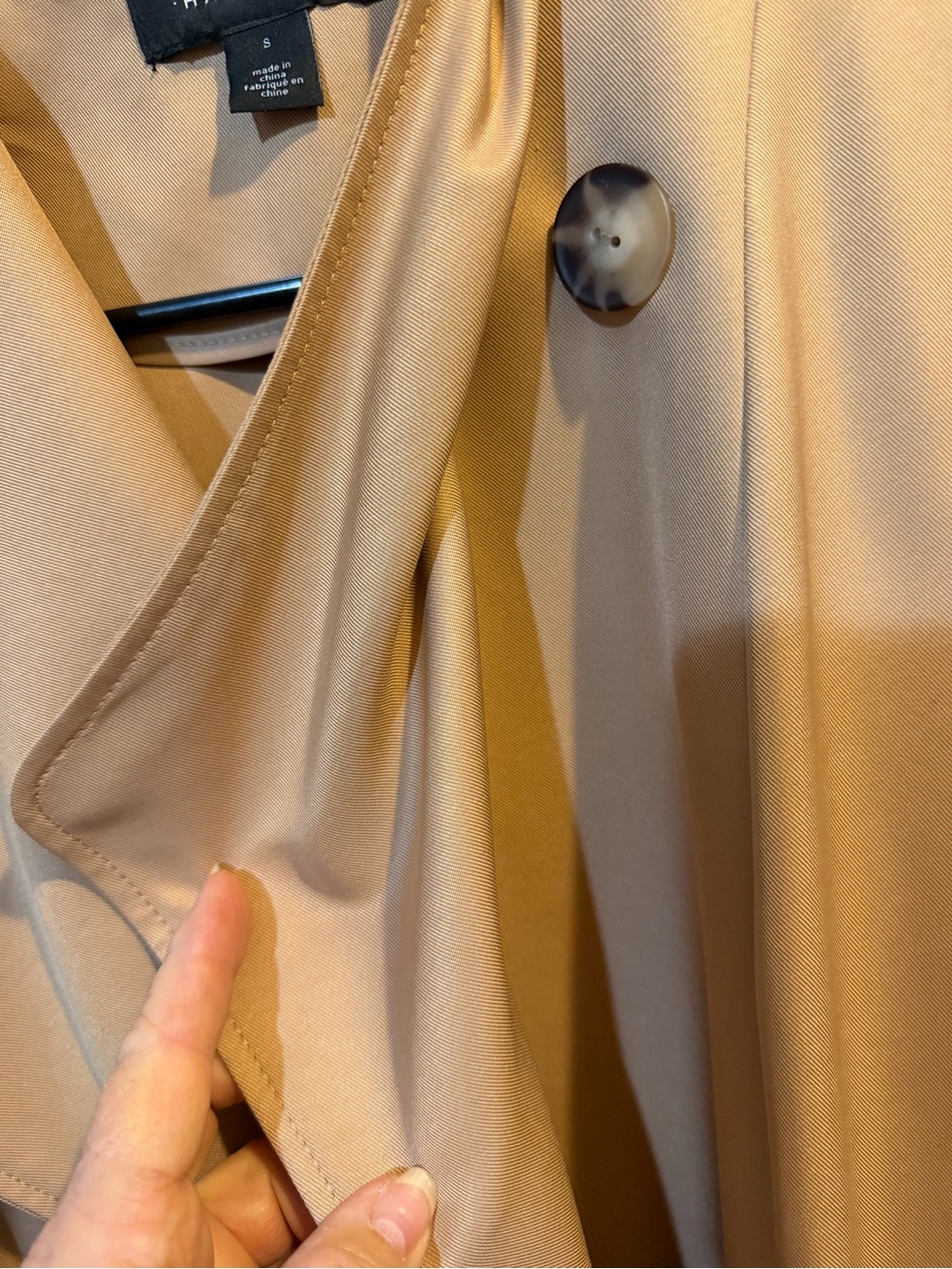 Halogen Trench Coat Women Small  Tan Draped Open Front Minimalist Chic mint - Picture 5 of 9